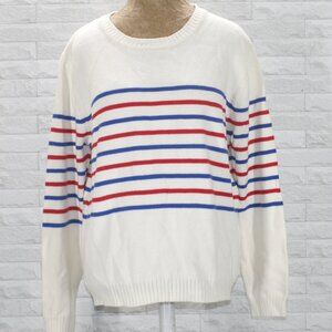GAP Sweater Men's Knit Pullover Crewneck Patriotic Red White Blue Stripe X-Large
